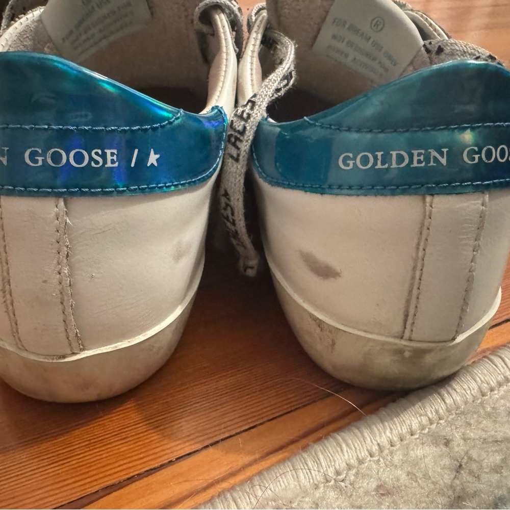 Golden Goose White and Blue Glitter Sneakers - Picture 7 of 14
